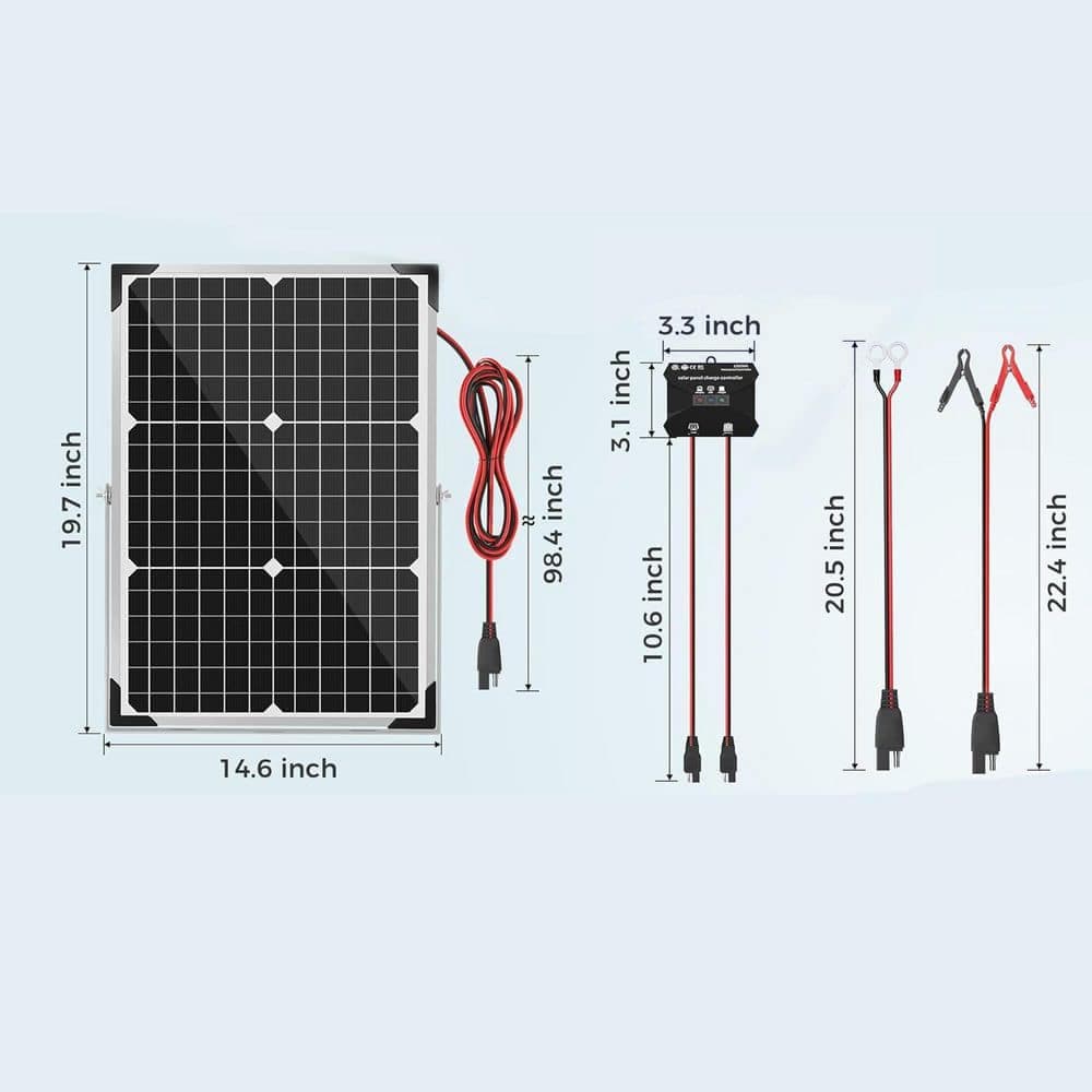 Lukyamzn 30-Watt Monocrystalline Solar Panel Kit with Waterproof Charge Controller and Adjustable Mounting Bracket (3)