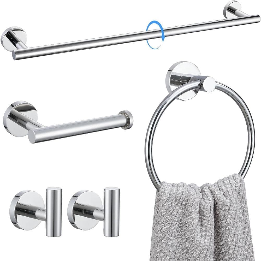 Unbranded Bathroom Single Towel Holder, 21.3 in. Wall Mounted Adjustable Towel Bar Set in Polished Chrome (1)