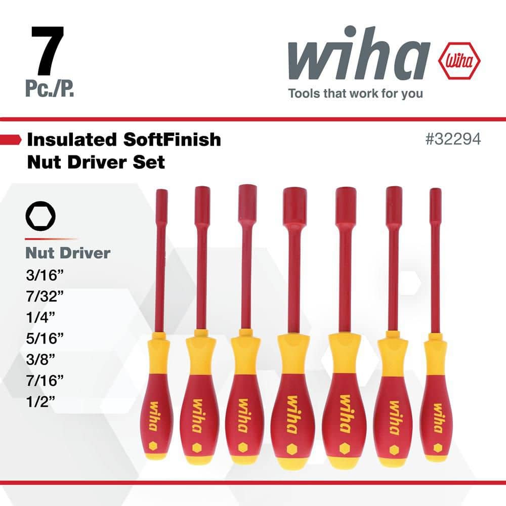 Wiha 1000-Volt Insulated Nut Driver Set Soft Finish (7-Piece) (3)
