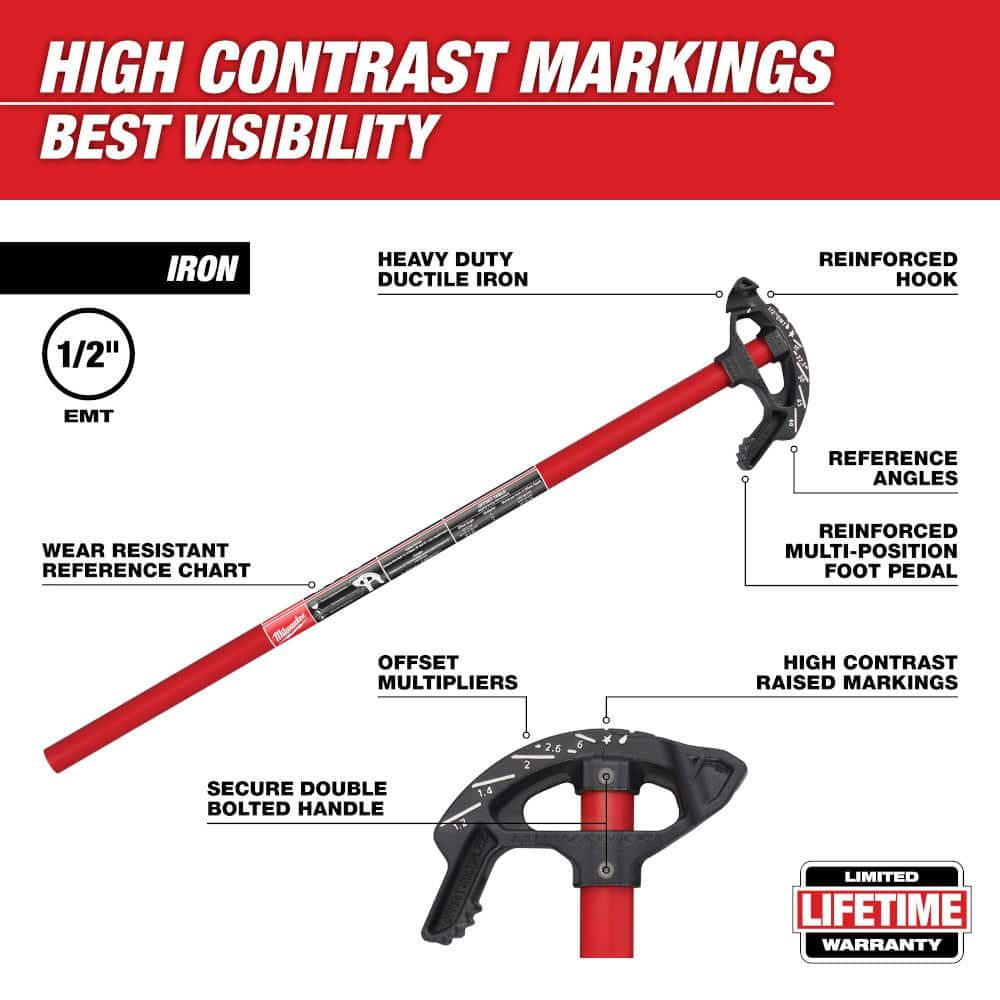 Milwaukee 1/2 in. EMT Iron Conduit Bender Head with Handle (2)