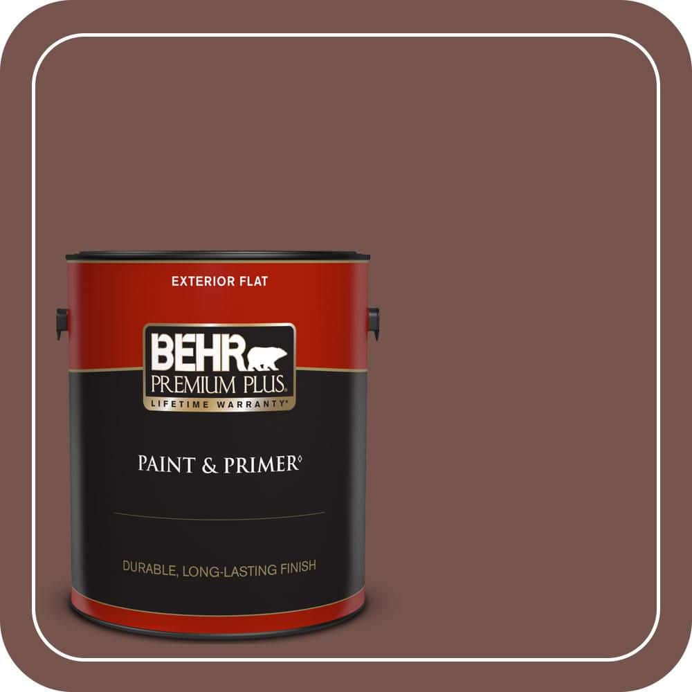BEHR PREMIUM PLUS 1 gal. #PPU2-20 Oxblood Flat Exterior Paint & Primer