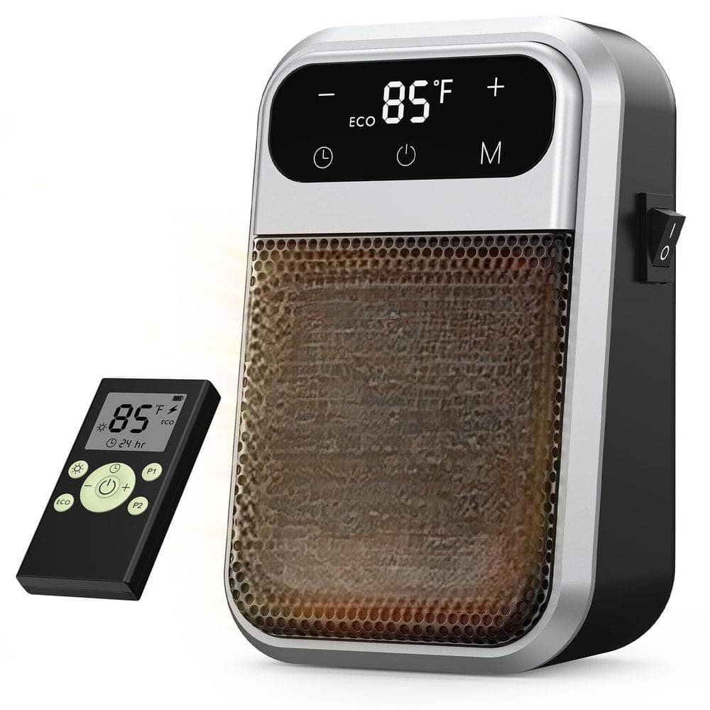 Unbranded 2-Pack 800W Plug-In Space Heater w Remote Control, 12H Timer, LED Display, Overheat for Rooms Up to 100 SqFt Furnace (1)