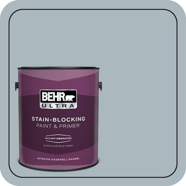 BEHR ULTRA 1 gal. #N470-3 Half Sea Fog Extra Durable Eggshell Enamel Interior Paint & Primer (2)