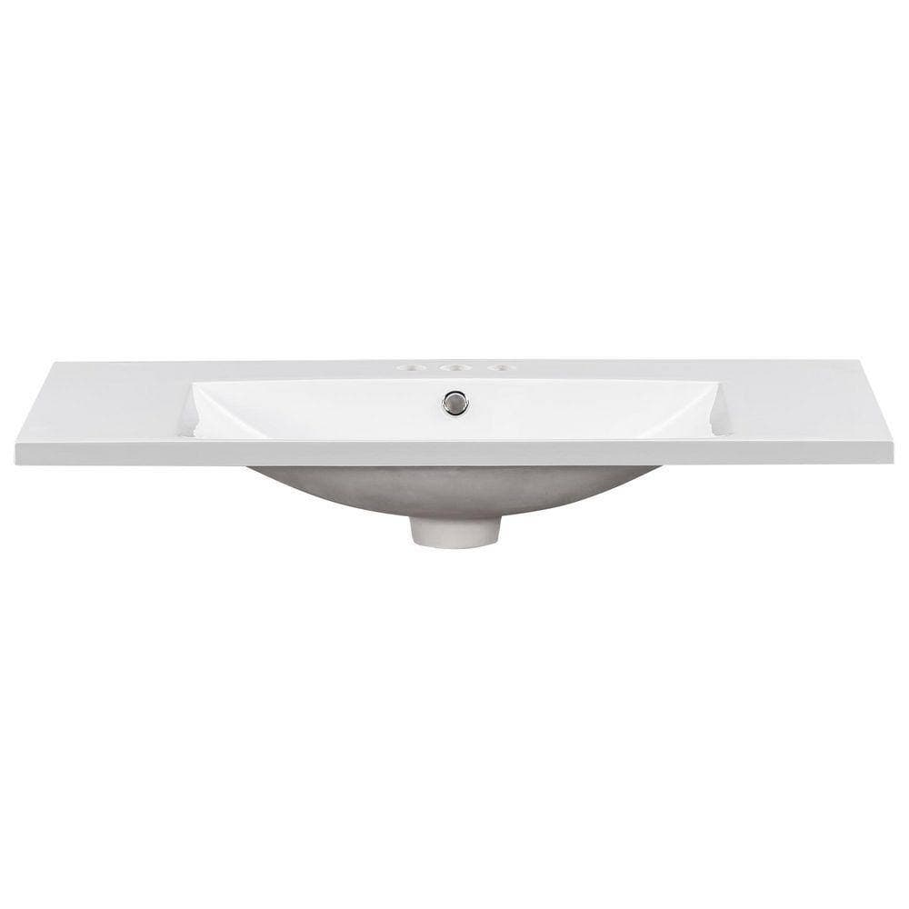 Cesicia 36 in x 18 in. Drop-In Resin Bathroom Sink in White Fits 4 in. Center Faucet (1)