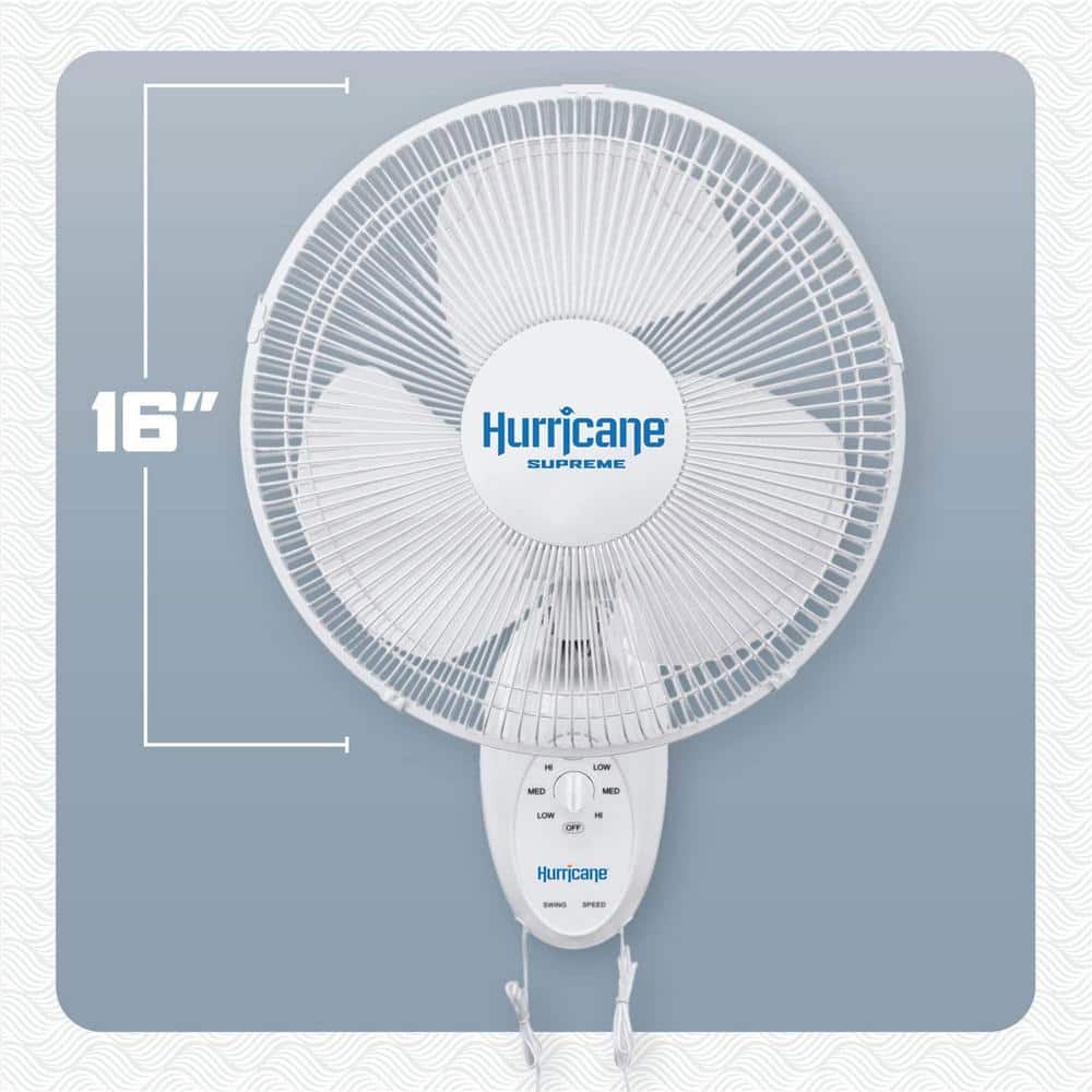Hurricane 16 in. 3 Fan Speeds Wall Fan in White with 90-Degree Oscillation (2-Pack) (2)