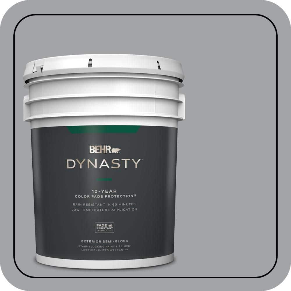 BEHR DYNASTY 5 gal. #N530-4 Power Gray Semi-Gloss Enamel Exterior Stain-Blocking Paint & Primer
