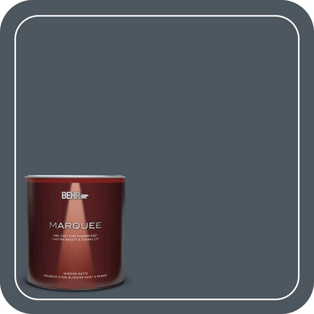 BEHR MARQUEE 1 Qt. #N480-7 Midnight Blue One-Coat Hide Matte Interior Paint & Primer