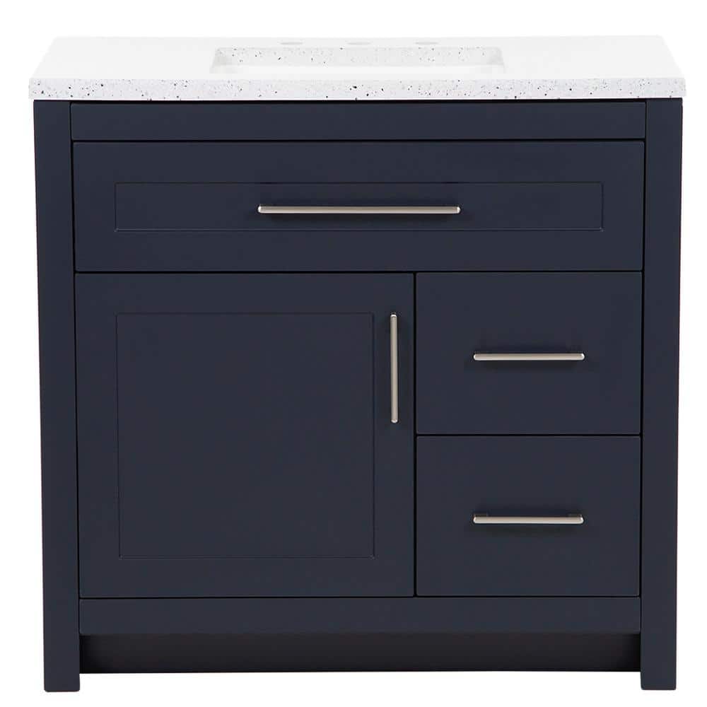 Home Decorators Collection Clady 37 in. Single Sink Deep Blue Bath Vanity with Silver Ash Cultured Marble Top (Assembled) (3)
