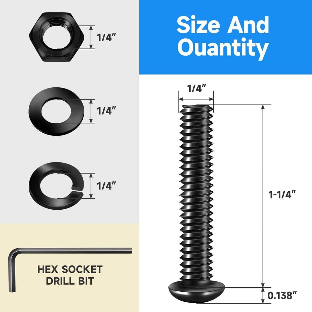 MarySino 1/4 in.-20 x 1-1/4 in. Black Oxide Stainless Steel Hex Button Head Socket Cap Screw (20-Pack) (2)