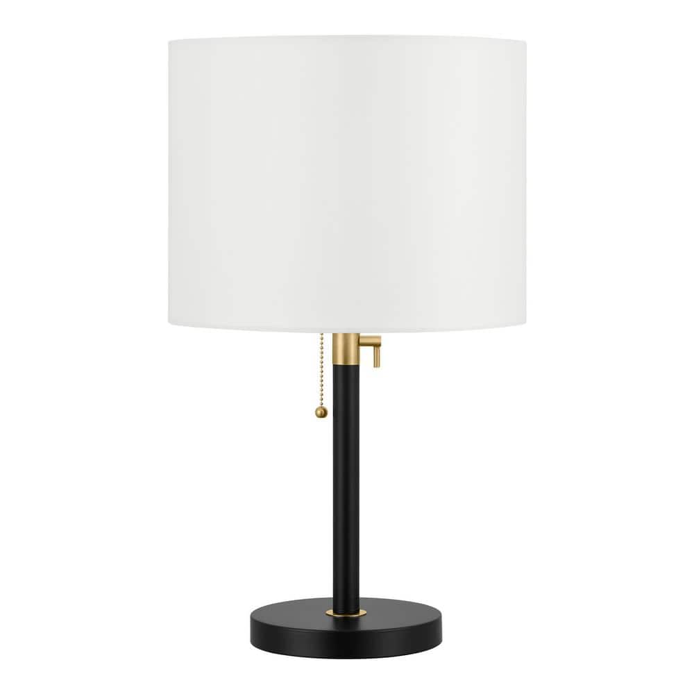 Hampton Bay Alderston 26 in. Matte Black and Antique Brass Adjustable Table Lamp (3)