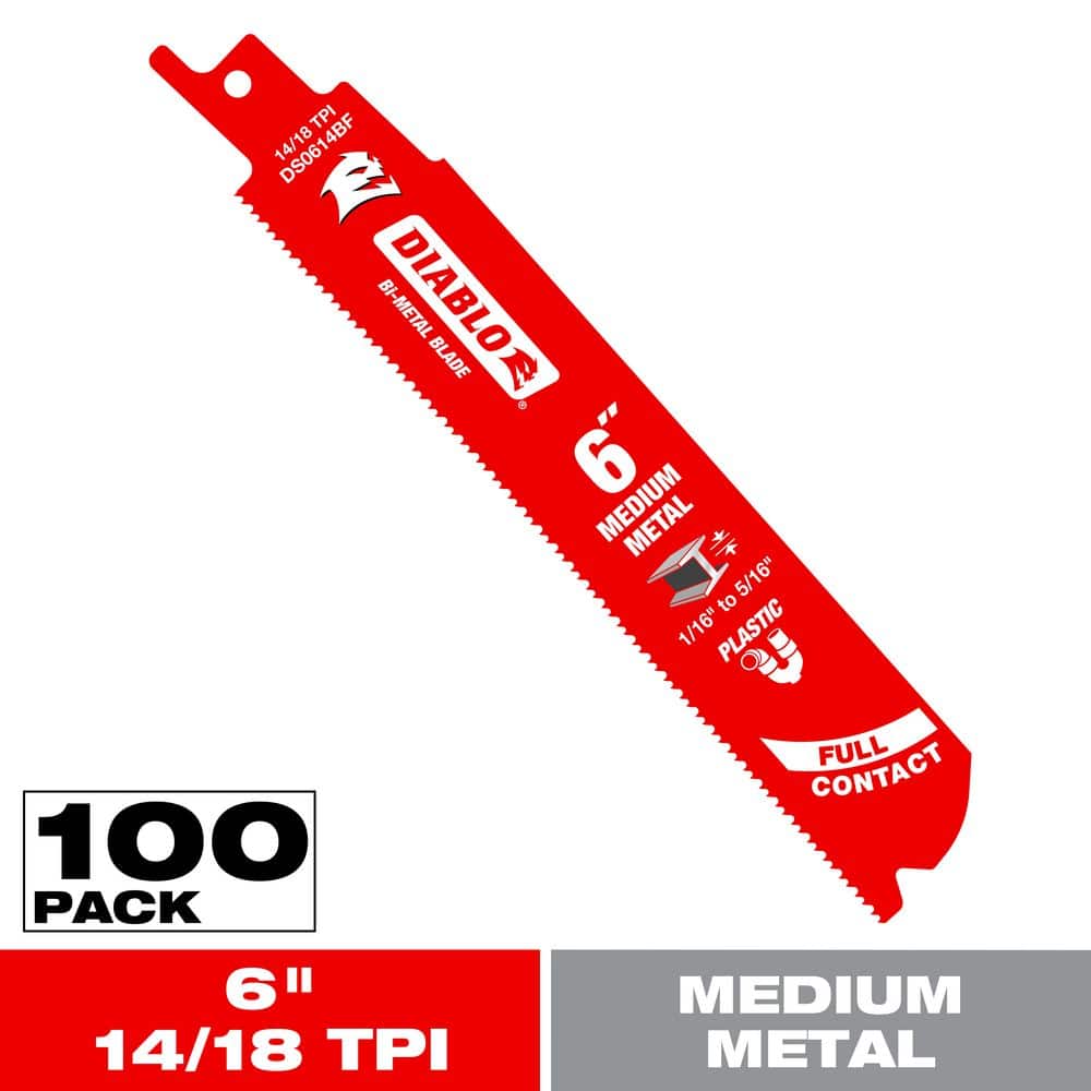 DIABLO 6 in. 14/18 TPI Steel Demon Bi-Metal Reciprocating Saw Blades for Medium Metal Cutting (100-Pack)