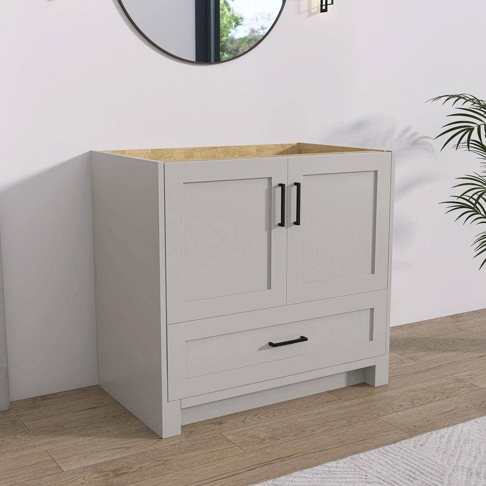 NTQ 36 in. W x 21.5 in. D x 33.5 in. H Bath Vanity Cabinet without Top Bathroom Vanity Morden Solid Wood in Light Gray (2)