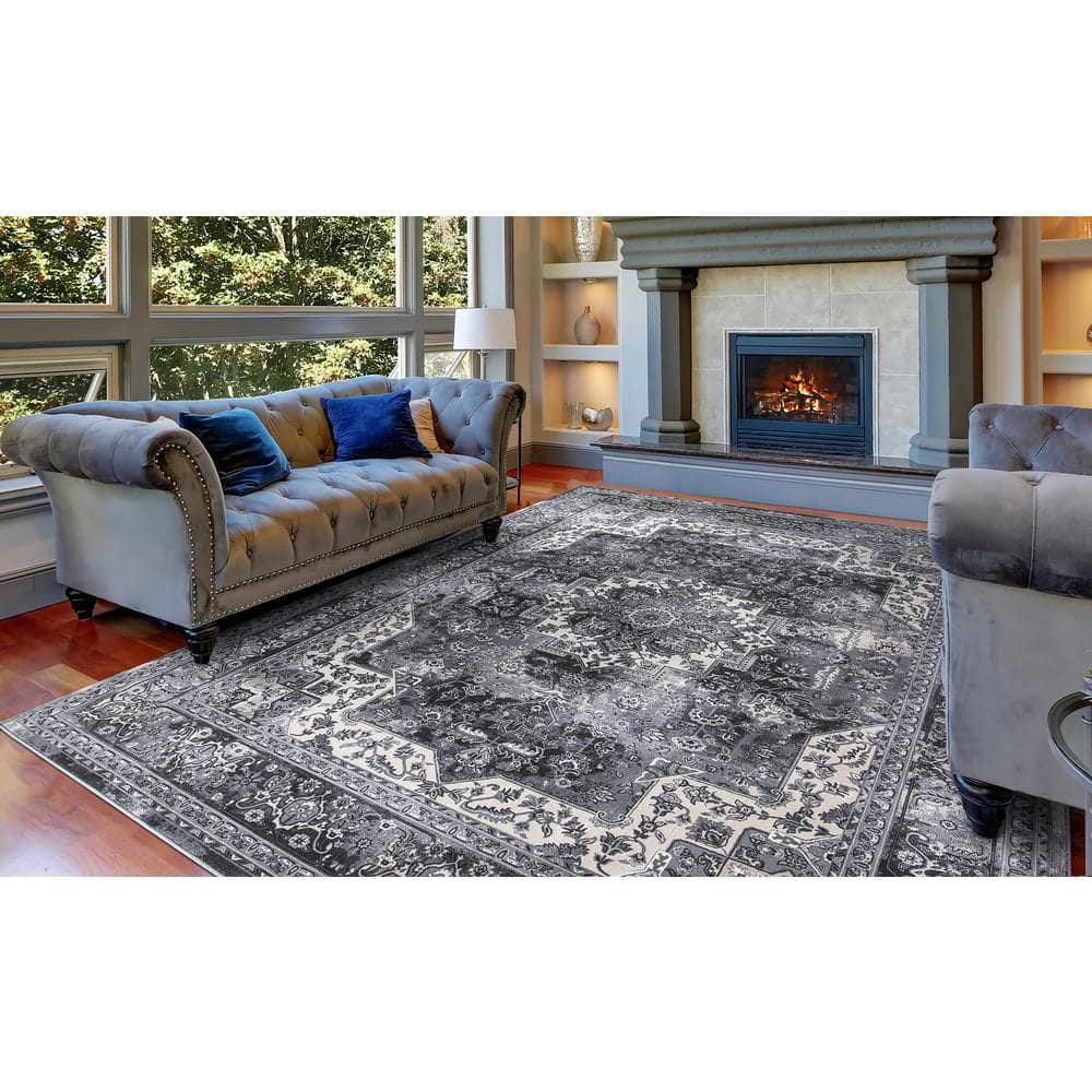 Home Decorators Collection Angora Anthracite 8 ft. x 10 ft. Medallion Area Rug (3)