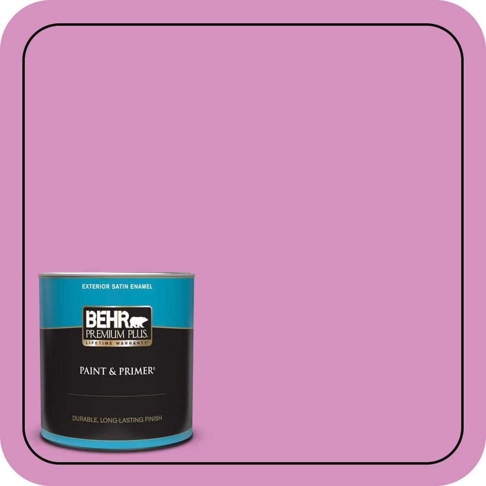 BEHR PREMIUM PLUS 1 qt. #680B-4 Pressed Flower Satin Enamel Exterior Paint & Primer