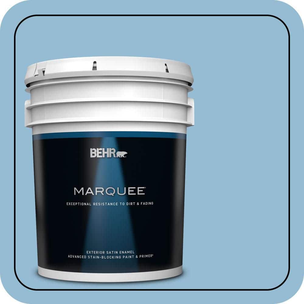 BEHR MARQUEE 5 gal. #M500-3 Blue Chalk color Satin Enamel Exterior Paint & Primer