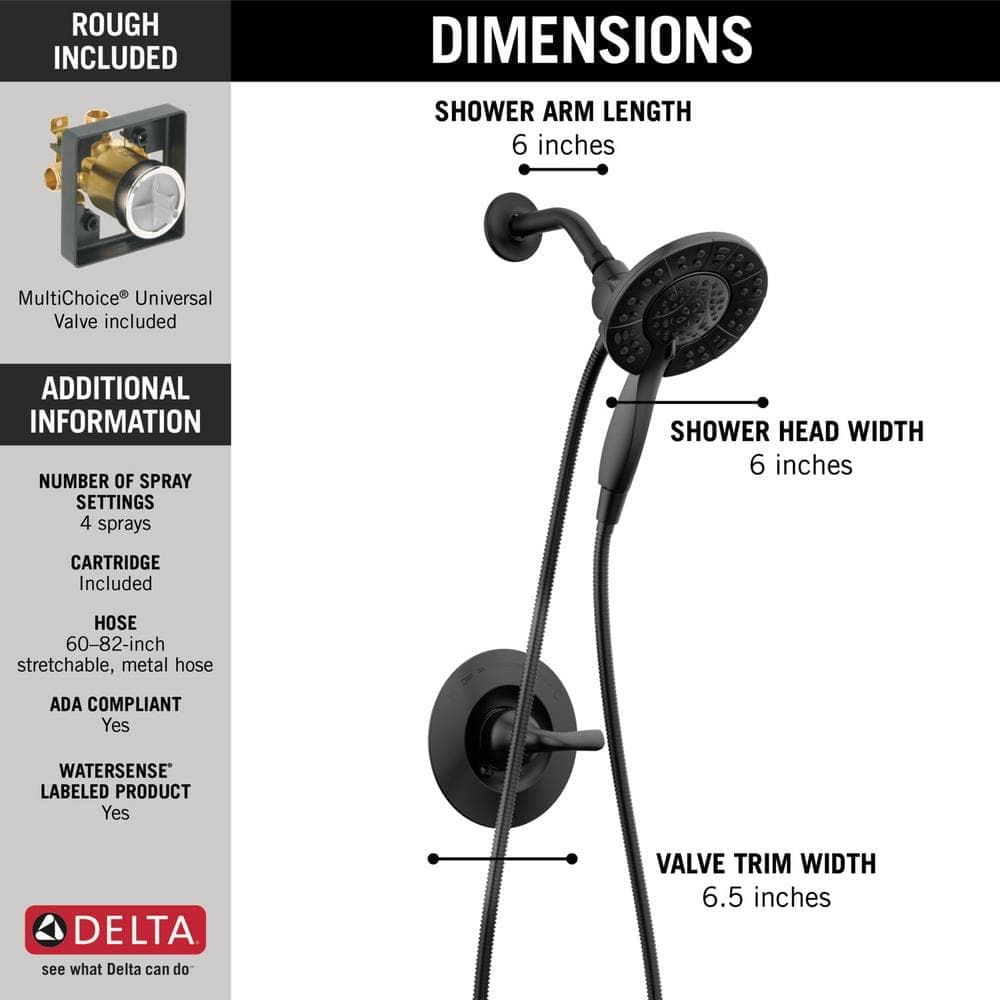 Delta Arvo In2ition 2-in-1 Rough-in Single-Handle 4-Spray Shower Faucet 1.75 GPM (3)