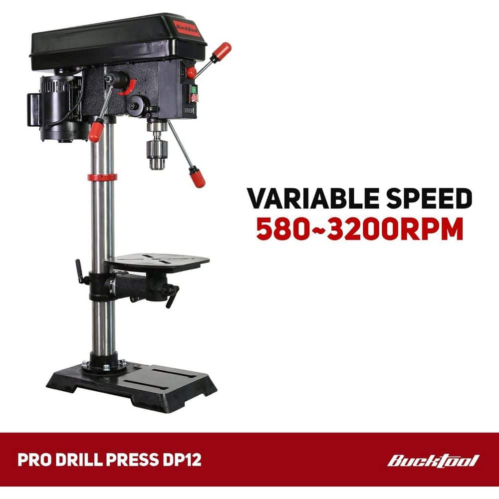 Afoxsos 12 in. 6.2A Bench Drill Press Variable Speed with Laser and Work Light for Precision Drilling (2)