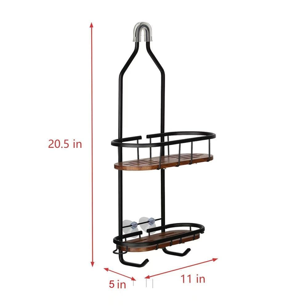 Utopia Alley 2-Teak Shelves Tia Rustproof Over the Shower Caddy (2)