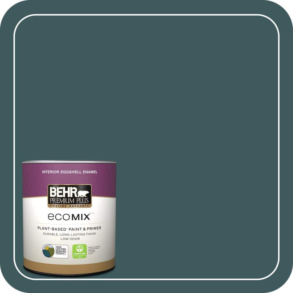 BEHR PREMIUM PLUS 1 qt. #ECC-14-3 Otter Creek Eggshell Enamel EcoMix Plant-Based Interior Paint & Primer (1)