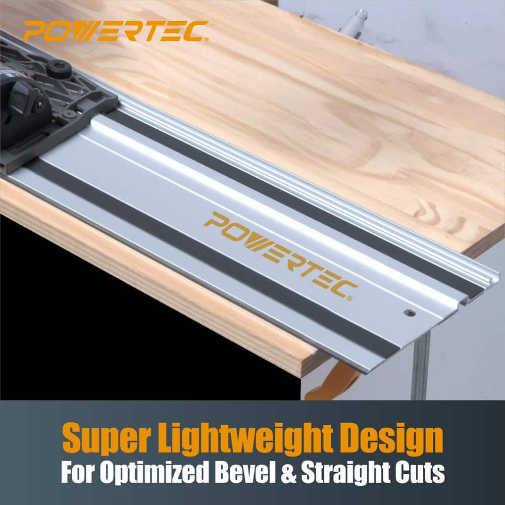 ‎POWERTEC 55 in. Aluminum Track Saw Guide Rail for Milwaukee Track Saws, Perfect Repeatable Rip Cuts (2)