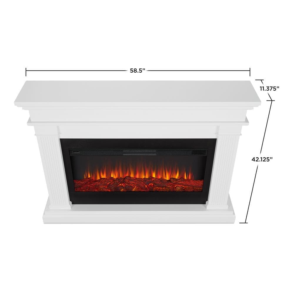 Real Flame Beau 59 in. Freestanding Electric Fireplace in White (2)