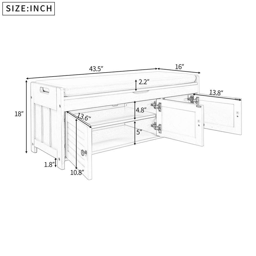 Unbranded 43.5 in. W x 16 in. D x 18 in. H Bathroom White Linen Cabinet (2)