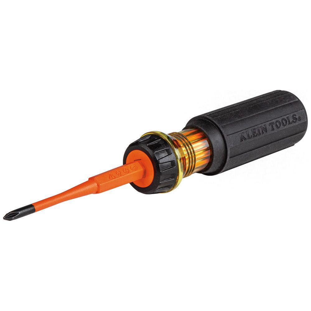 Klein Tools 2-in-1 Insulated Flip-Blade Screwdriver, #1 Phillips, 3/16 in. Slotted (1)