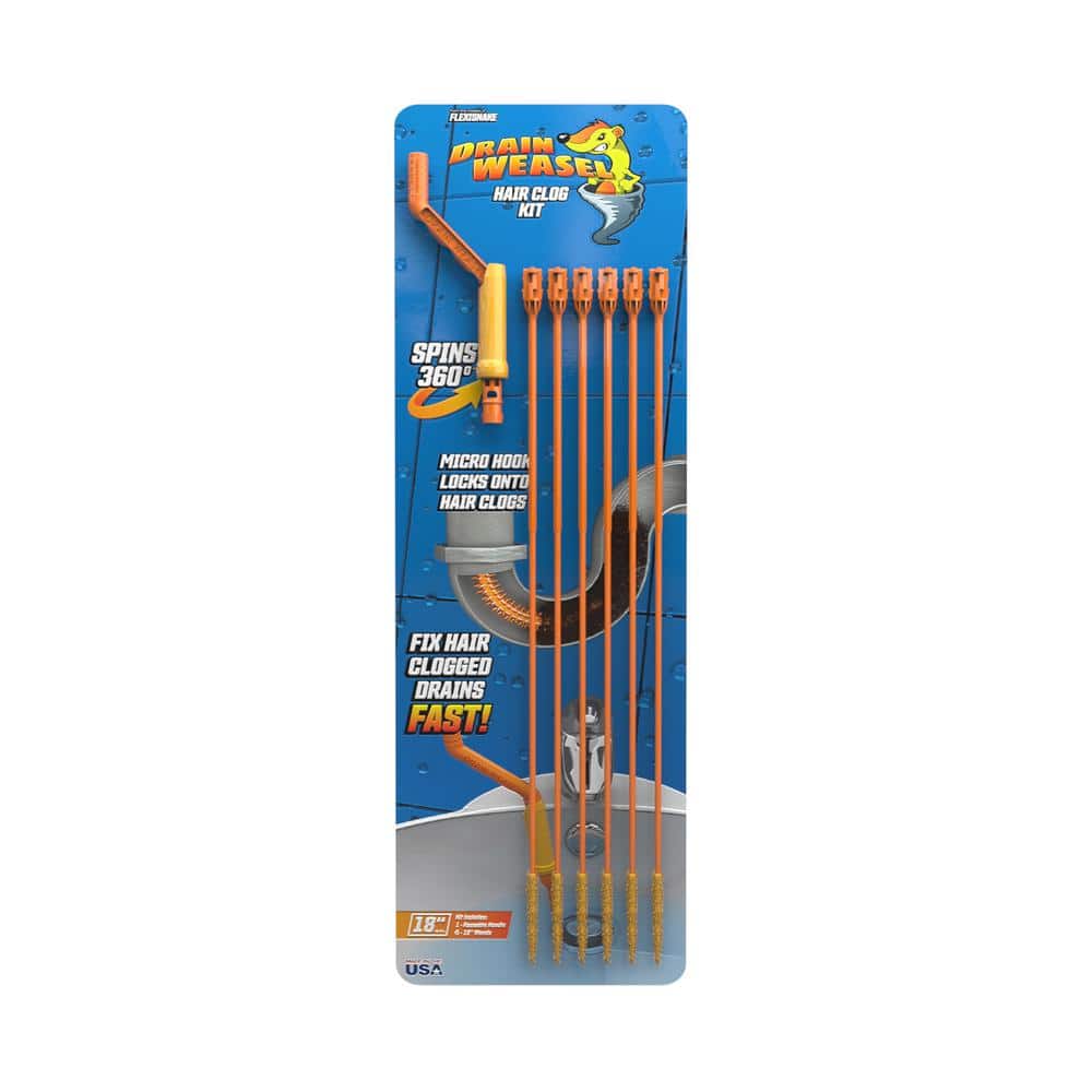 FlexiSnake Drain Weasel Hair Clog Tool 6-Pack Starter Kit for Drain Cleaning