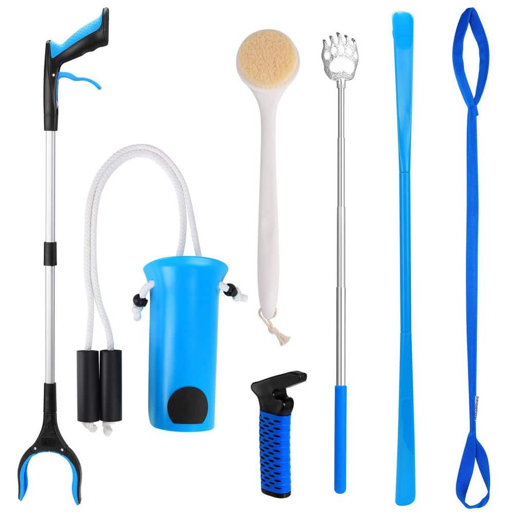 Misopily Hip and Knee Surgery Recovery Kit Mobility Aid with Reacher Grabber, Shoe Horn, Sock Aid, Leg Lifter, 7-Piece (2)