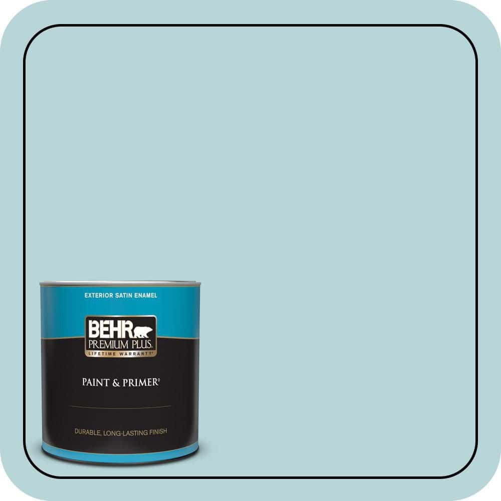 BEHR PREMIUM PLUS 1 qt. #510E-2 Rhythmic Blue Satin Enamel Exterior Paint & Primer