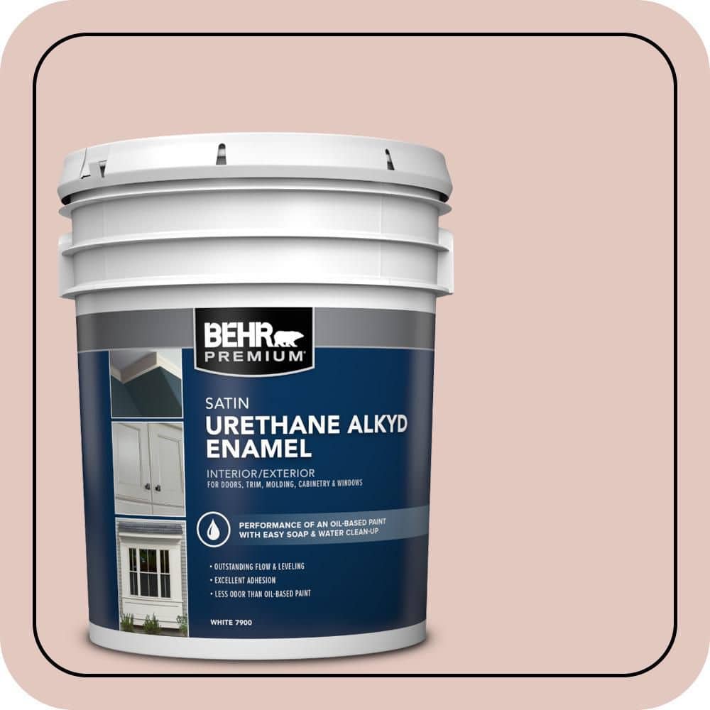 BEHR PREMIUM 5 gal. #S170-2 Rosewater Urethane Alkyd Satin Enamel Interior/Exterior Paint