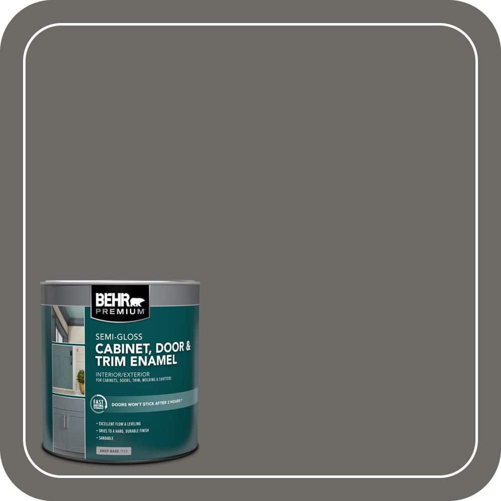 BEHR PREMIUM 1 qt. #PPU18-18 Mined Coal Semi-Gloss Enamel Interior/Exterior Cabinet, Door & Trim Paint