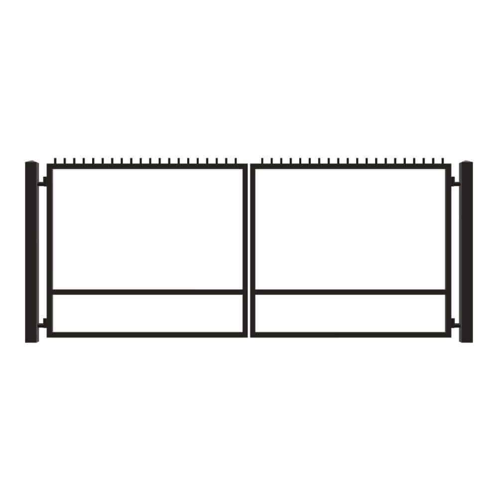 Unbranded Driveway Gate — Swing, Center, Finials, Black — 178"W x 72"H (1)