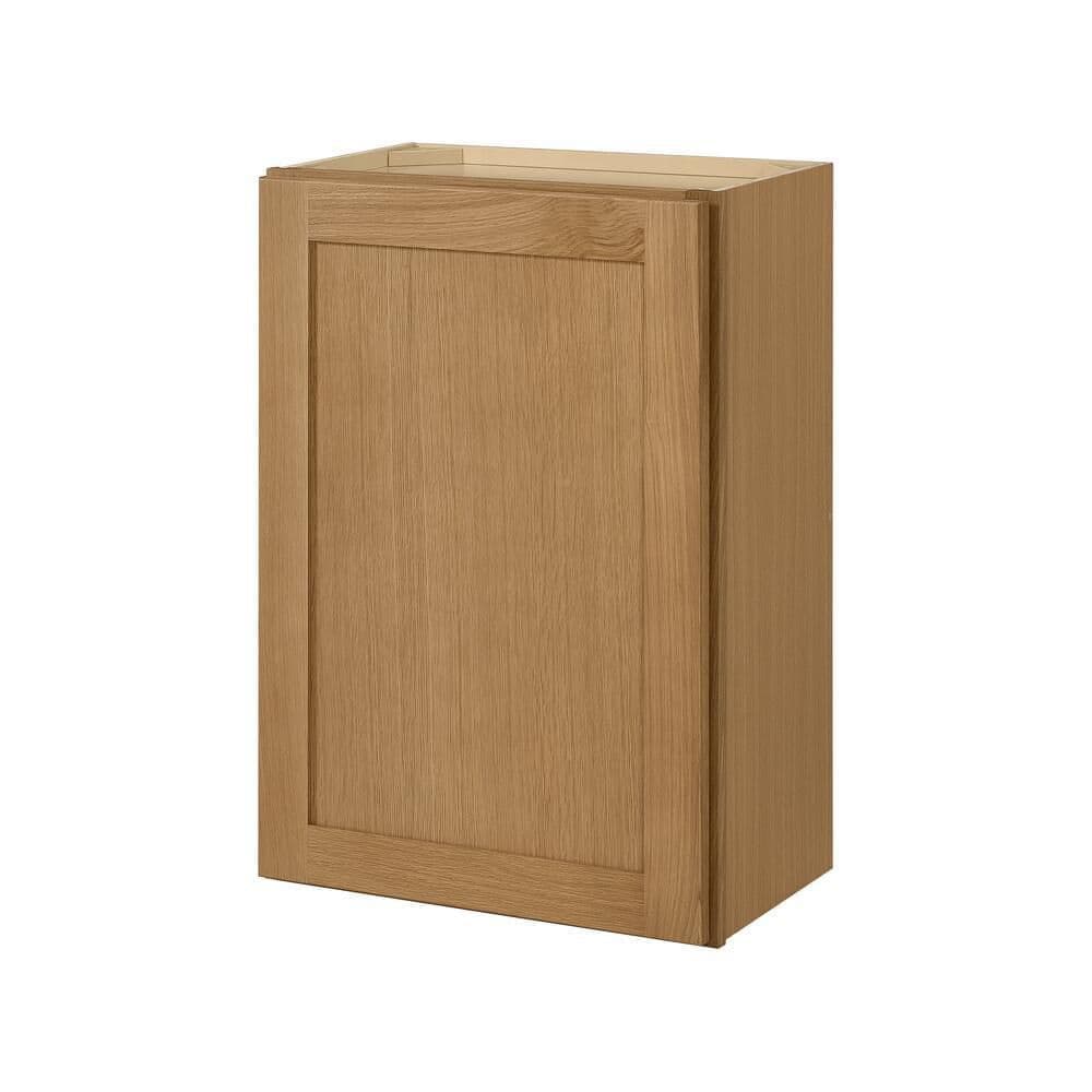 Hampton Bay Avondale 21 in. W x 12 in. D x 30 in. H Ready to Assemble Plywood Shaker Wall Kitchen Cabinet in White Oak