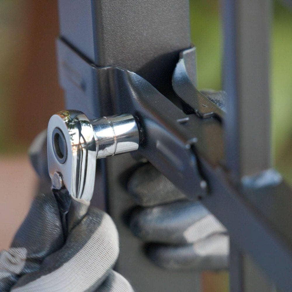 NUVO IRON Legacy Collection Powder Coated Black Galvanized Steel Universal Brackets for Fence Panels (3)