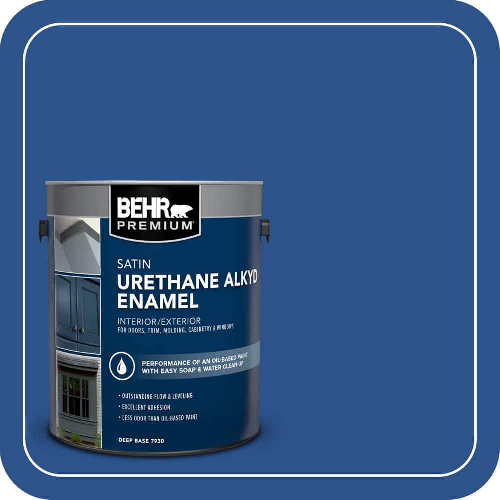 BEHR PREMIUM 1 gal. #P520-7 Flashy Sapphire Urethane Alkyd Satin Enamel Interior/Exterior Paint (1)