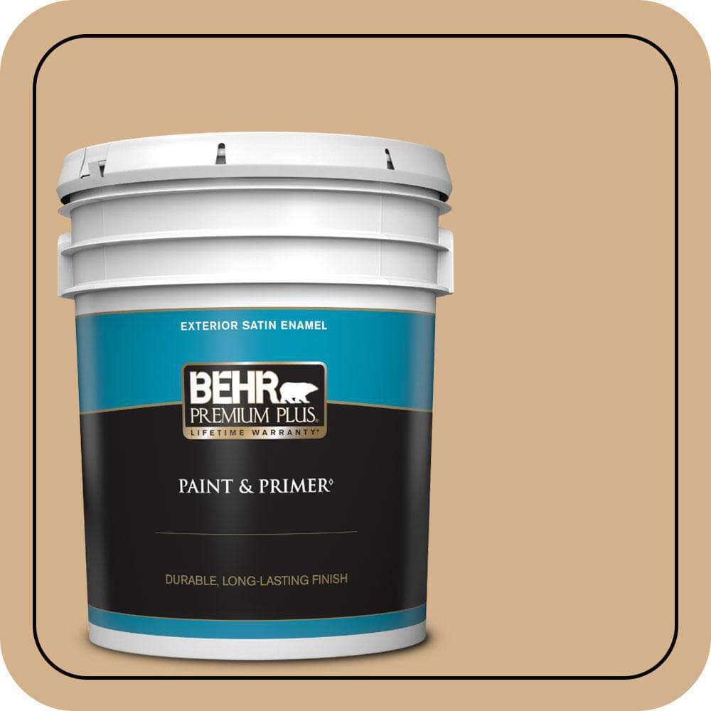 BEHR PREMIUM PLUS 5 gal. #S290-4 Summerwood Satin Enamel Exterior Paint & Primer