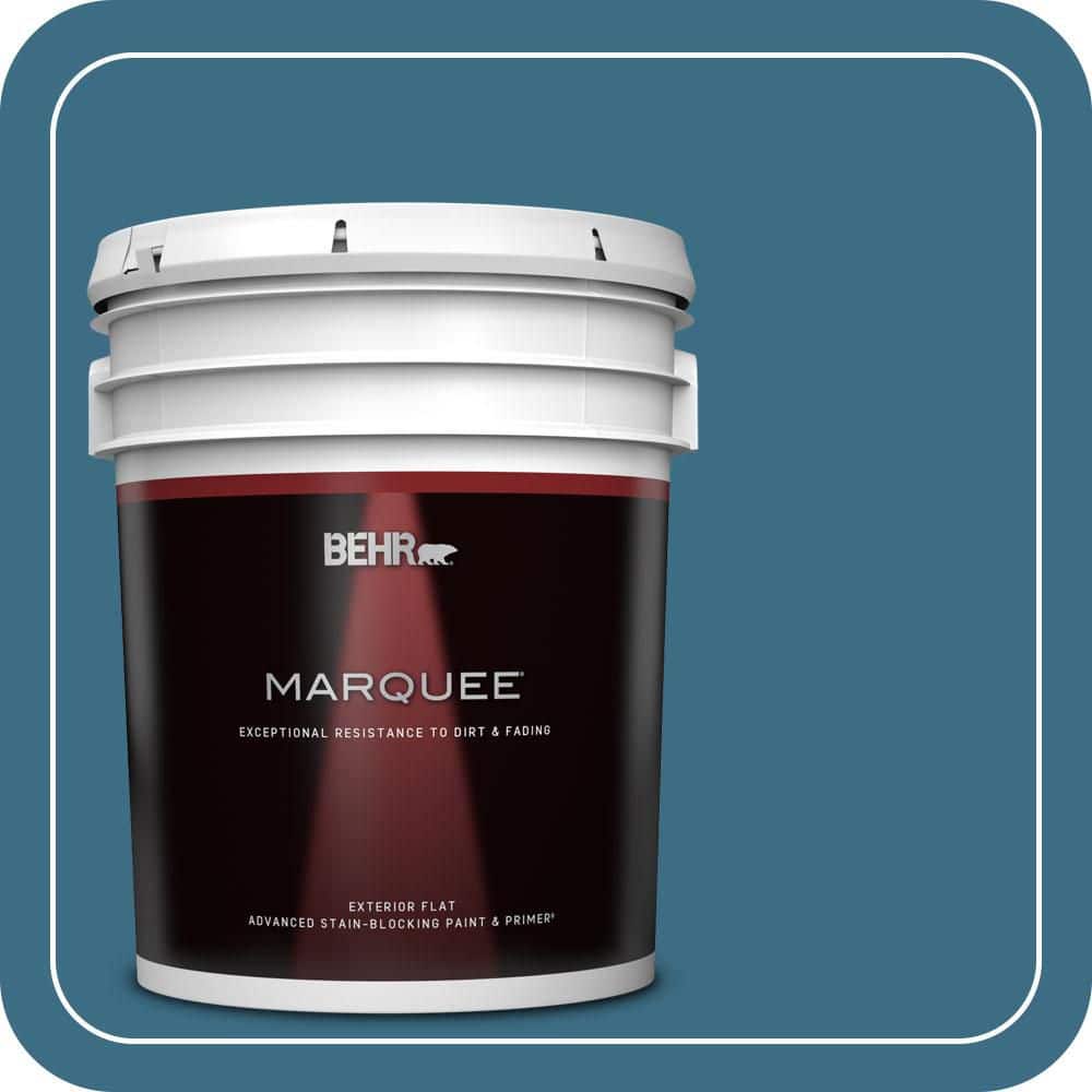 BEHR MARQUEE 5 gal. #S490-6 Bering Wave Flat Exterior Paint & Primer