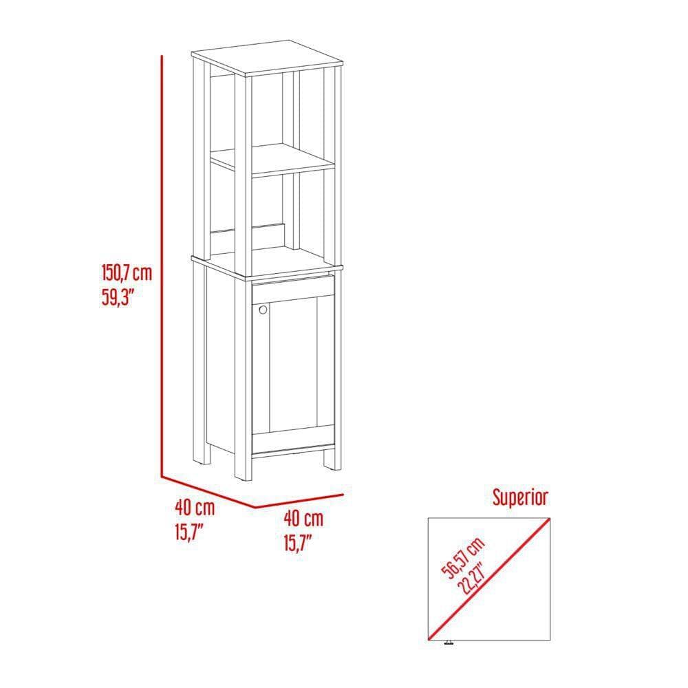 Lycvki 15.7 in. W x 15.7 in. D x 59.3 in. H White Wood Linen Cabinet with 2 Shelves and Door for Bathroom (3)