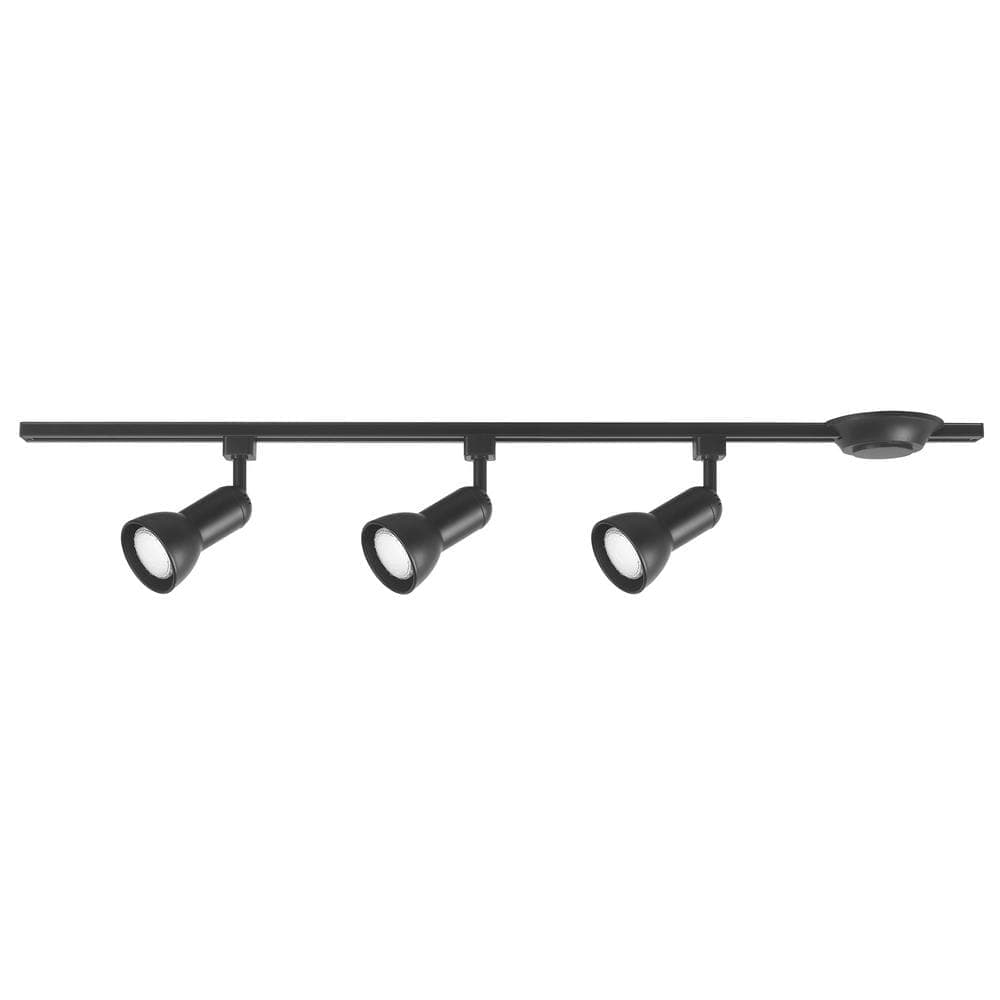 Hampton Bay 4 ft. 3-Light Black Linear Track Lighting Kit with Medium Step Heads (3)