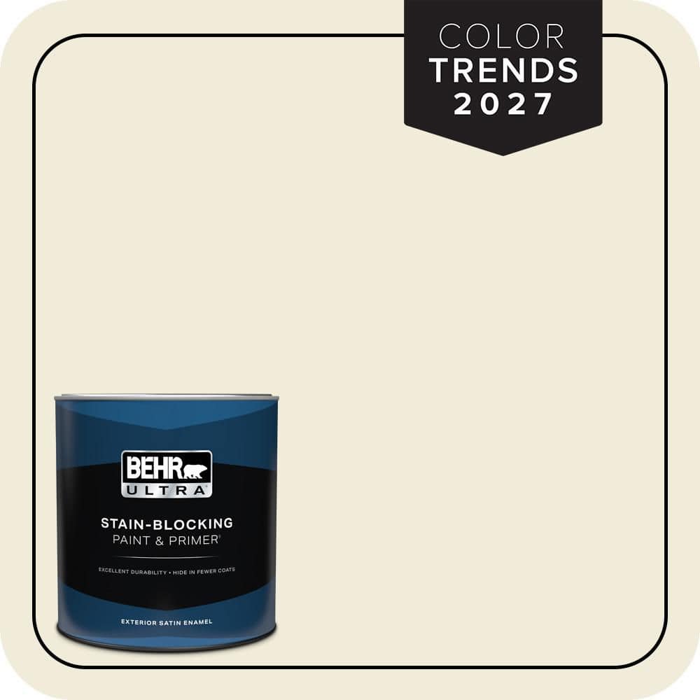 BEHR ULTRA 1 qt. #PPU7-13 Coastal Beige Satin Enamel Exterior Paint & Primer