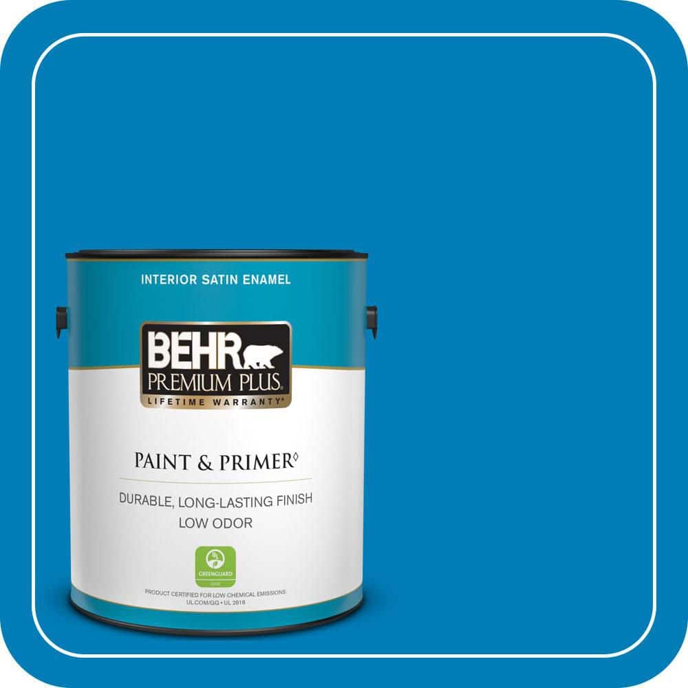 BEHR PREMIUM PLUS 1 gal. #S-G-550 Artesian Water Satin Enamel Low Odor Interior Paint & Primer