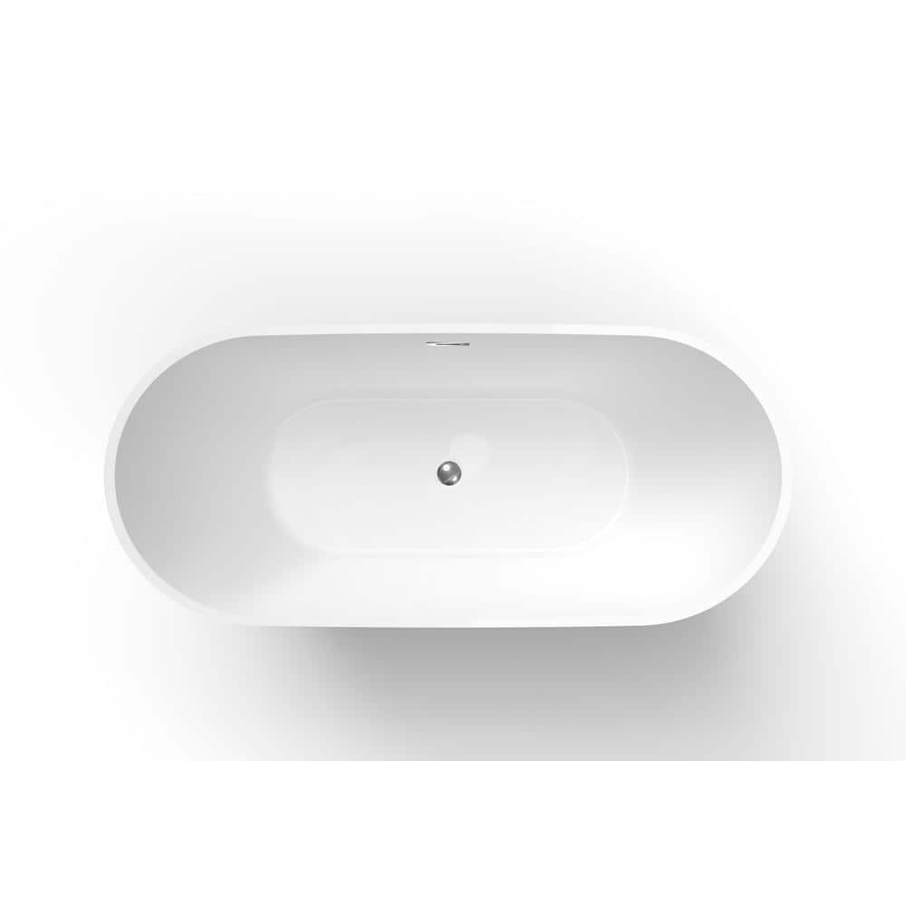 Unbranded 59 in. x 31 in. Soaking Bathtub with Center Drain in Glossy White (2)