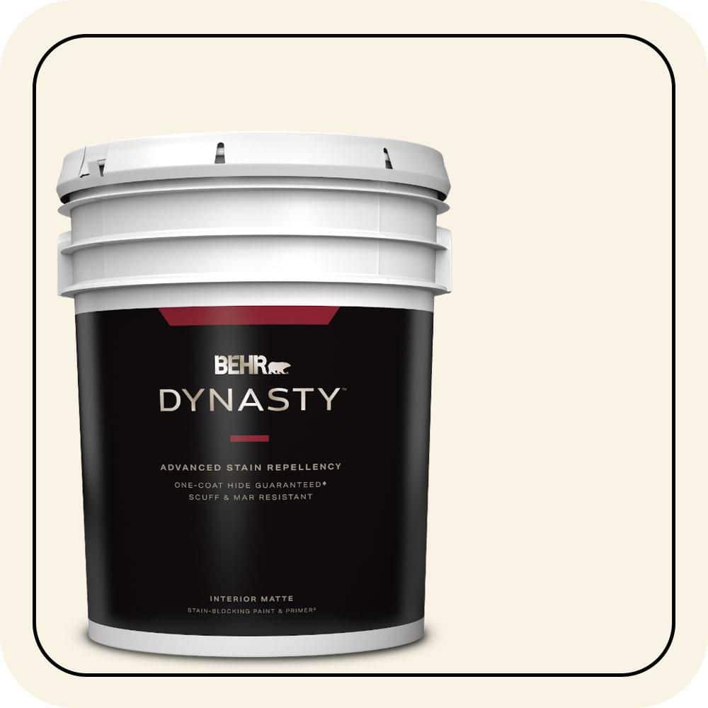 BEHR DYNASTY 5 gal. #PWN-12 Palatial White Matte Interior Stain-Blocking Paint & Primer