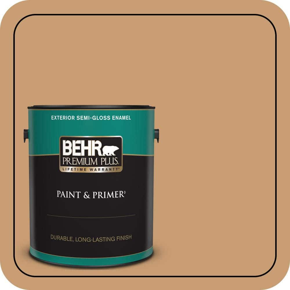 BEHR PREMIUM PLUS 1 gal. #S270-5 Gingersnap Semi-Gloss Enamel Exterior Paint & Primer