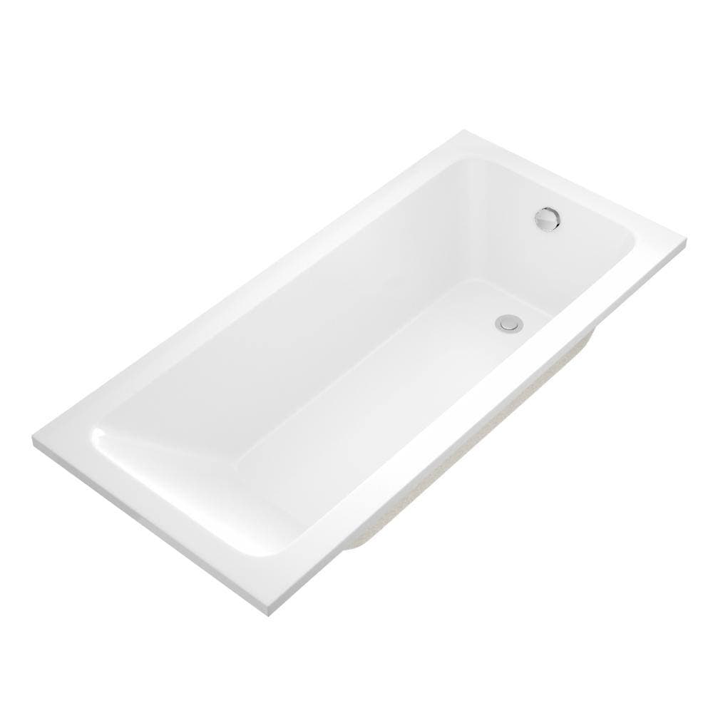 Logmey 66" x 30-11/16" White Drop-In Soaking Acrylic Bathtub with Reversible Drainer (1)