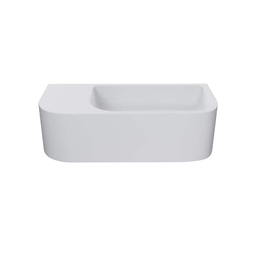 Swiss Madison Carre 25" Solid Surface Oval Wall-Mounted Sink In Matte White (1)