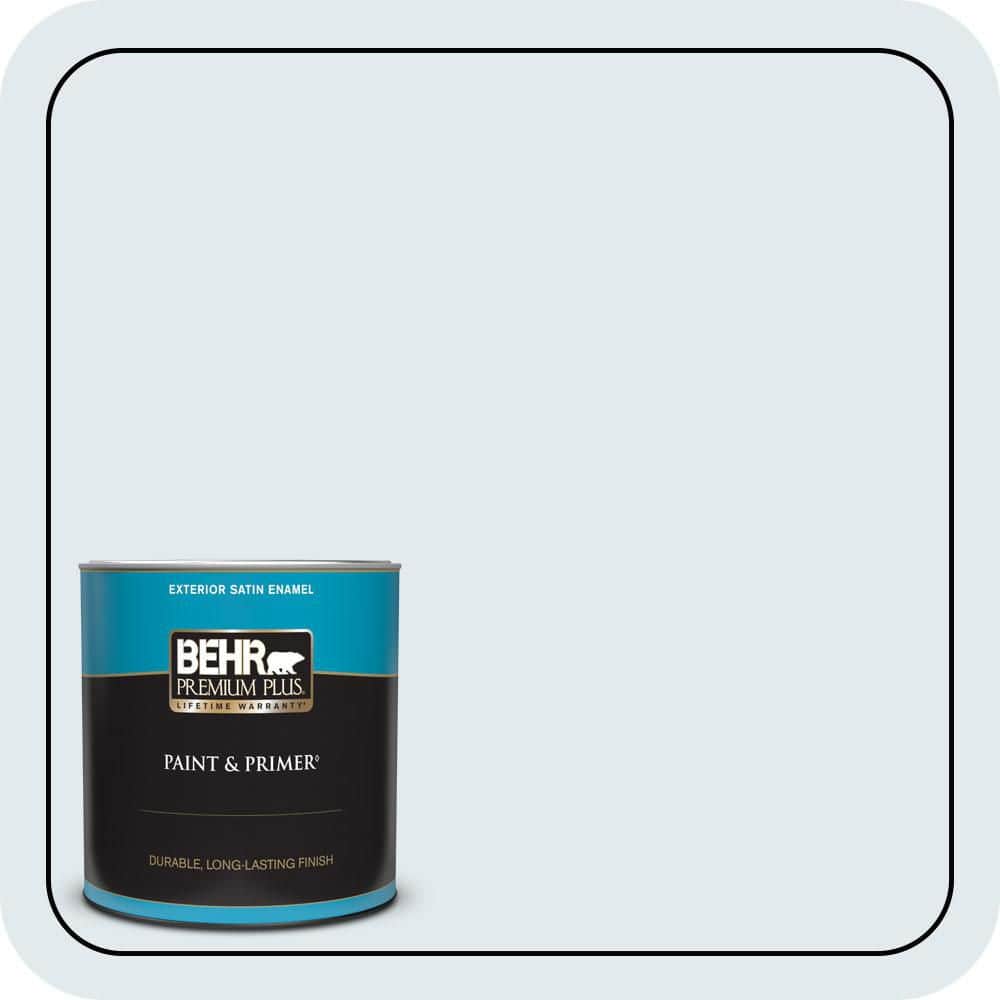 BEHR PREMIUM PLUS 1 qt. #570A-1 Ice Floe Satin Enamel Exterior Paint & Primer