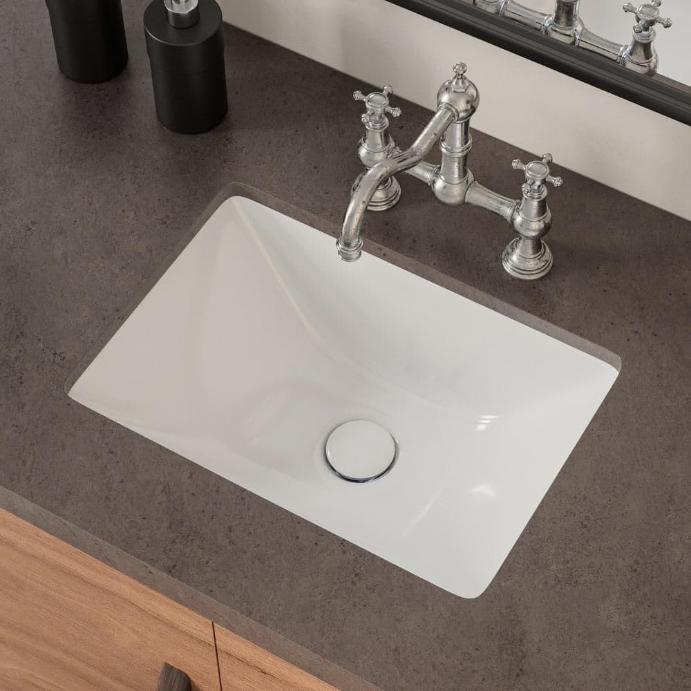 Los Flexi 18 in. L x 13 in. W Undermount Lavatory Sink Rectangle in White Ceramic, Bathroom Sink with Overflow for Small Bathrooms (1)