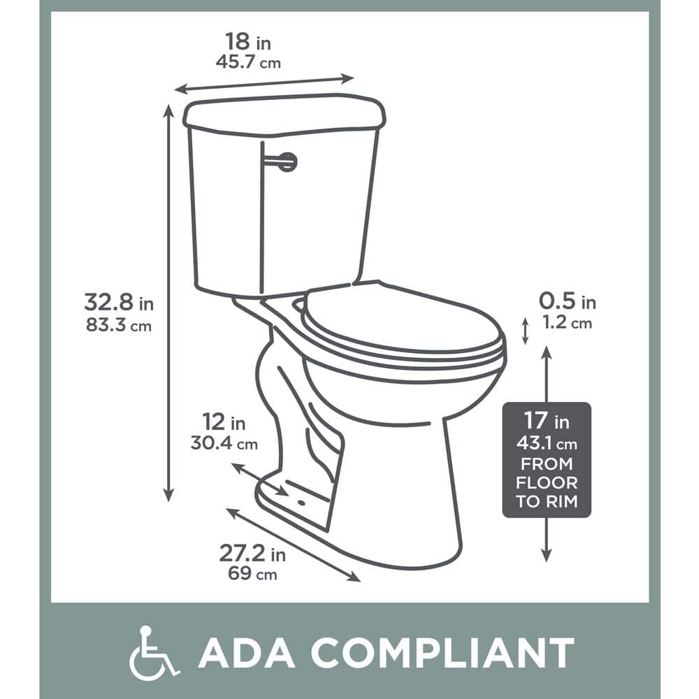 Glacier Bay 12 in. Rough In 2-Piece 1.28 GPF Single Flush Round Toilet in White, Seat Included (3)